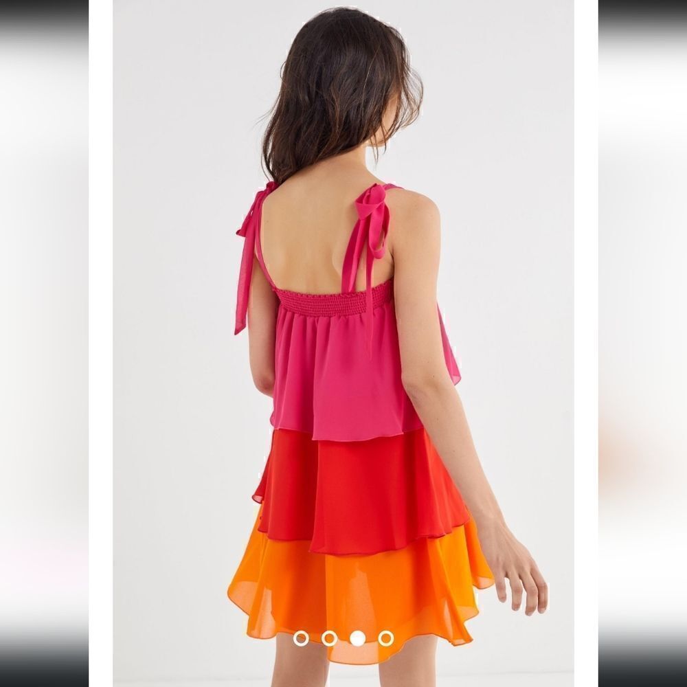 Show Me Your MuMu Gabriela Tiered Ruffle Mini Dress Multi Size M - Picture 2 of 9